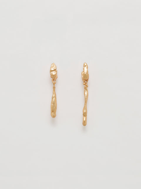golden drop molten hoop earrings
