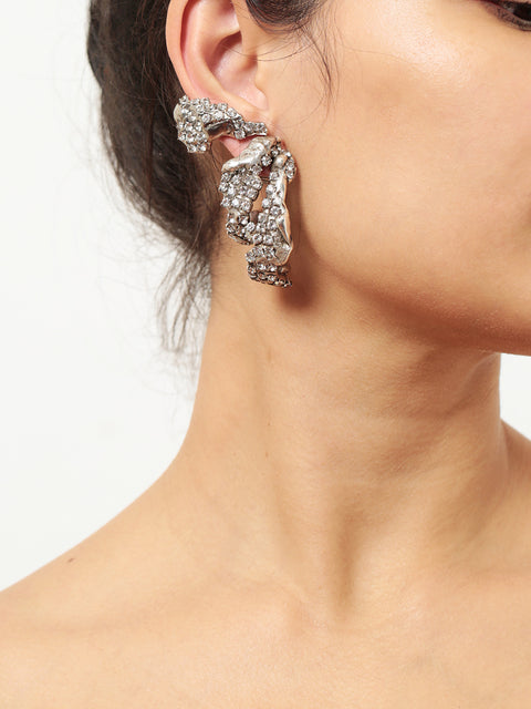 asymmetrical crystallized molten earrings