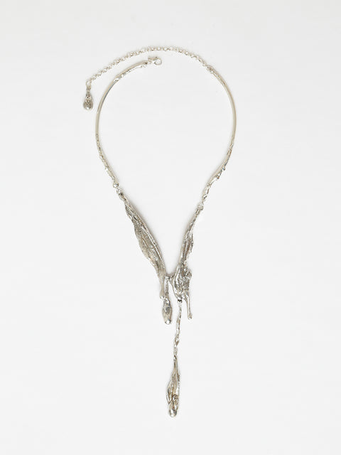 solid molten long drop necklace
