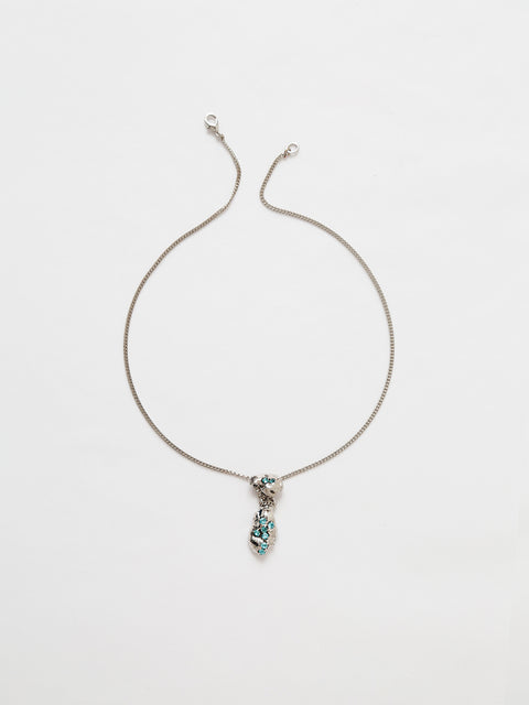 blue crystallized molten pendant necklace