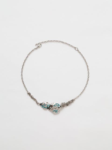 blue crystallized molten necklace