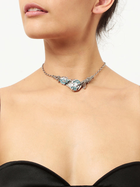 blue crystallized molten necklace