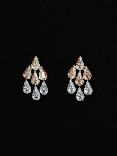 two tone multi tear drop earrings