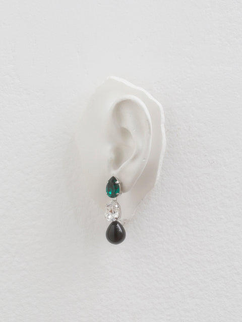 two tone tear and onyx drop earrings