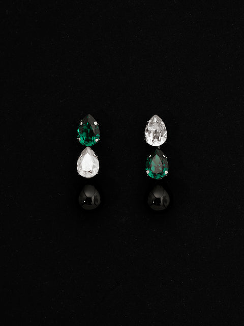 two tone tear and onyx drop earrings