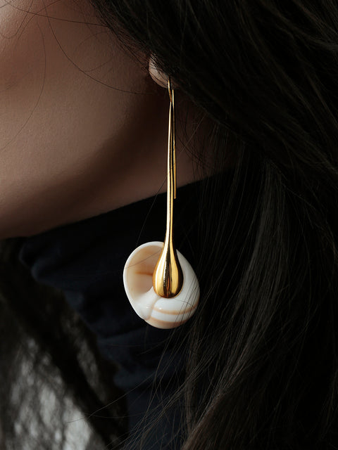 asymmetrical shell hook earrings
