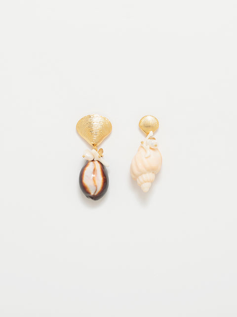 mismatched shells drop earrings