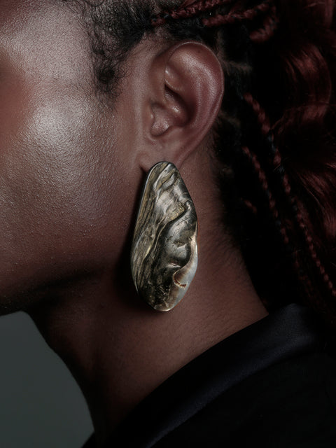 long irregular mother of pearl shell earrings