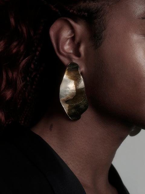 long irregular mother of pearl shell earrings