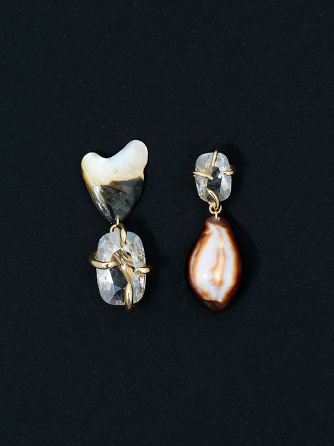 imperfect mismatched seashells drop earrings