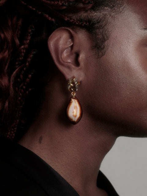 imperfect mismatched seashells drop earrings