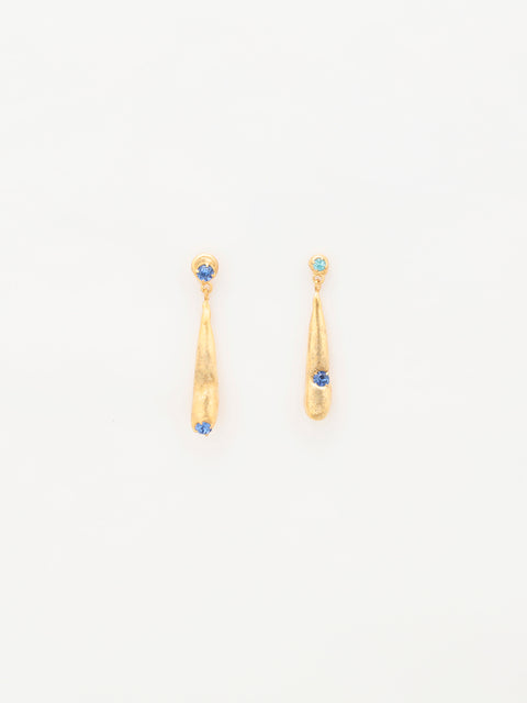 mixed blue crystallized golden drip molten earrings