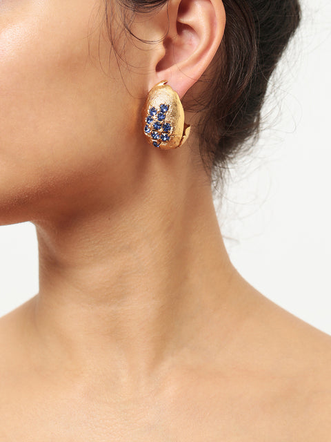 blue crystallized golden ovoid molten earrings II