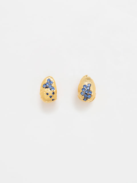 blue crystallized golden ovoid molten earrings II