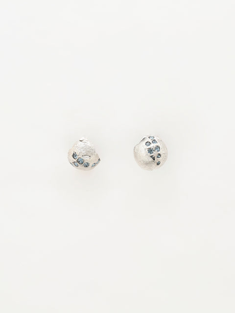 blue crystallized spherical molten earrings