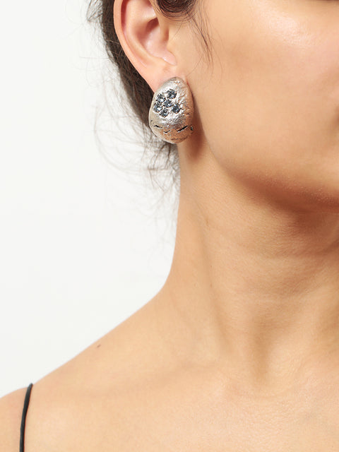 blue crystallized ovoid molten earrings