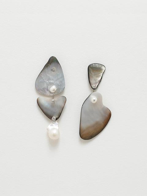 mobile black mother of pearl shell drop earrings