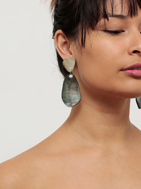 double bmop shell drop earrings
