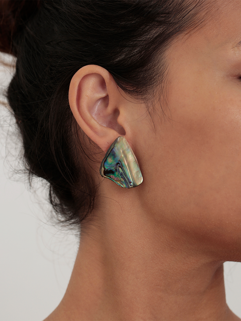 irregular paua shell stud earrings