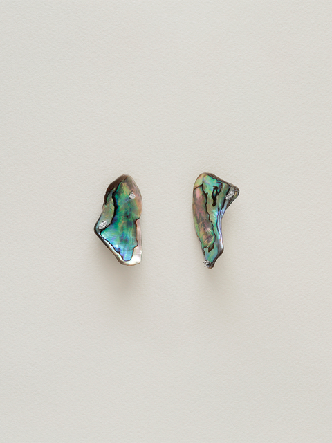 twisted paua shell with crystals detail earrings