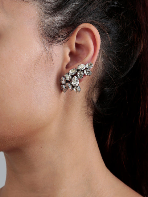 clustered half hoop clip on earring