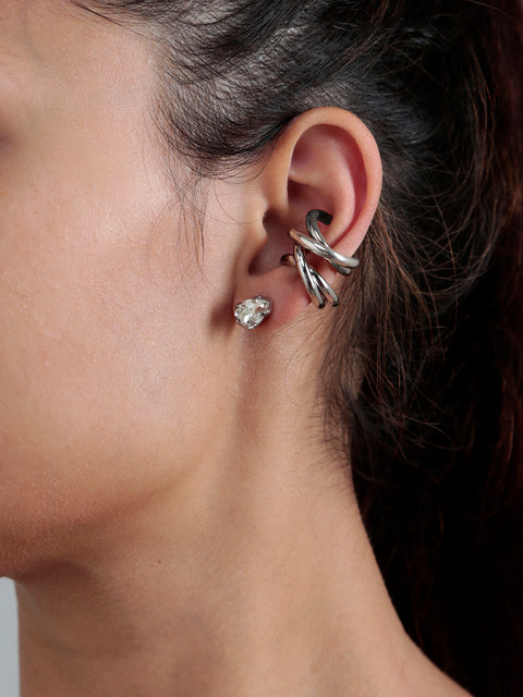 woven mid ear-cuff and stud