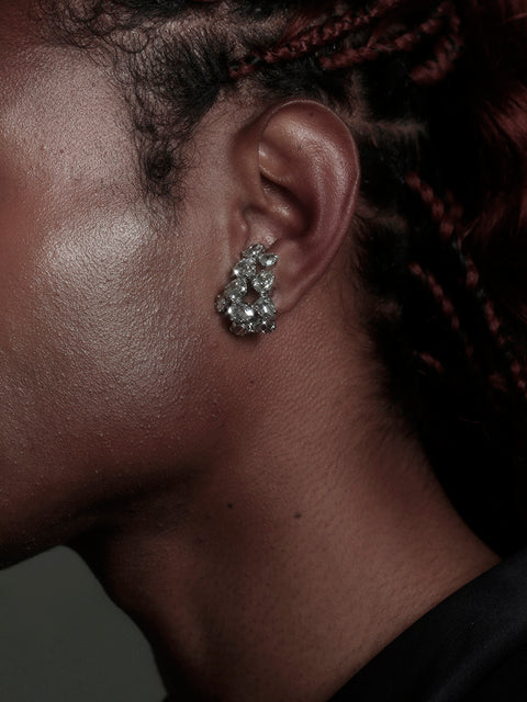 clustered half hoop clip on earring