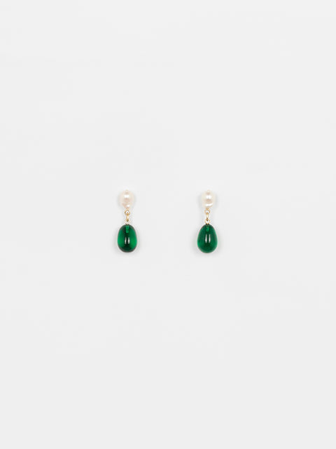 pearl and emerald drop earrings