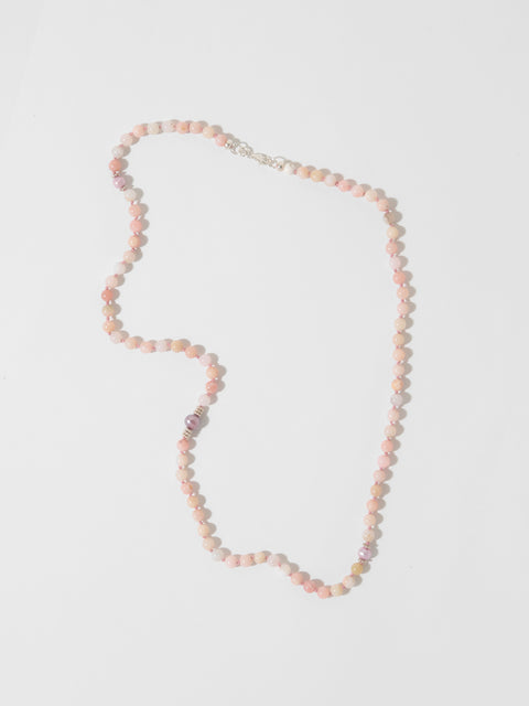 pink opal long necklace