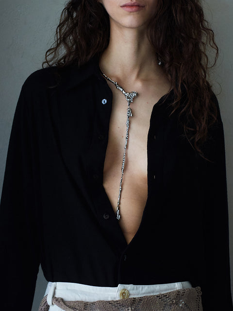 crystallized molten neck-cuff with long drop