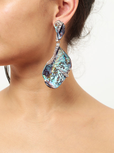 double large irregular paua shell drop earrings