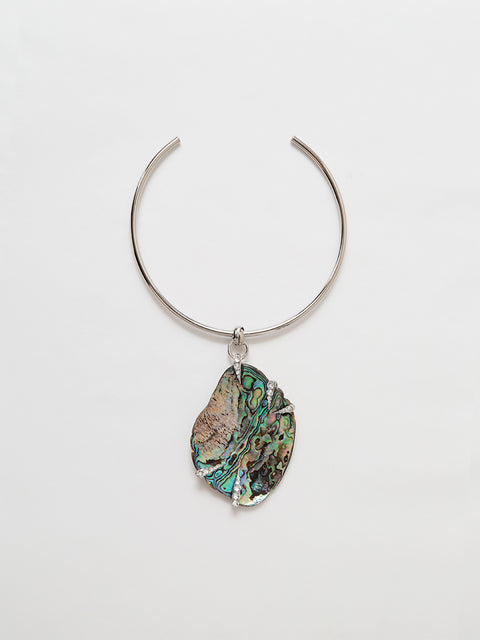large irregular paua shell neck-cuff with crystal claw details