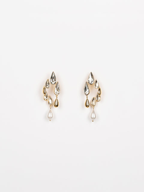 mini falling tears & pearl drop earrings