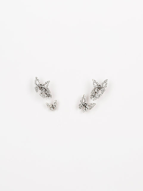 set of four crystal butterflies earrings