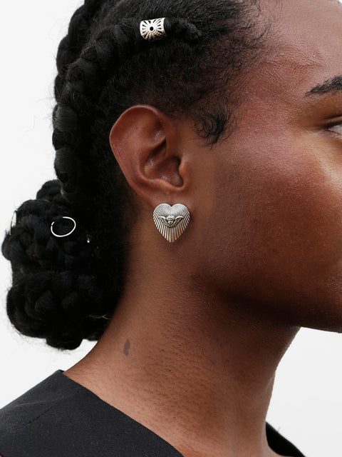 antique gothic heart stud earrings