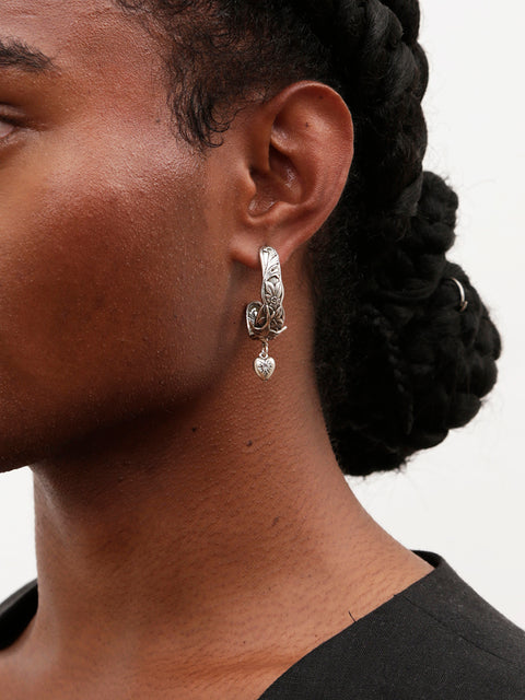 antique gothic oval hoop earrings