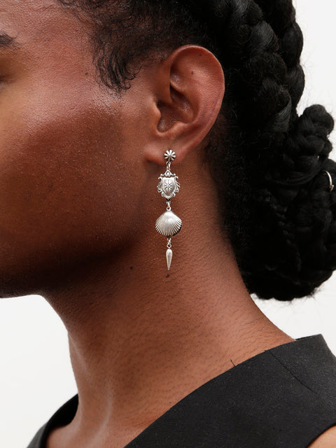 antique mismatched gothic charms drop earrings