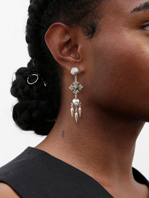 antique mismatched gothic charms drop earrings