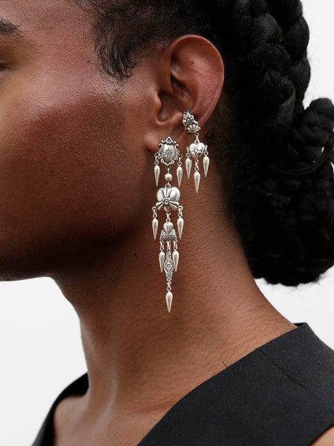 antique gothic charms set of 3 long drop earrings