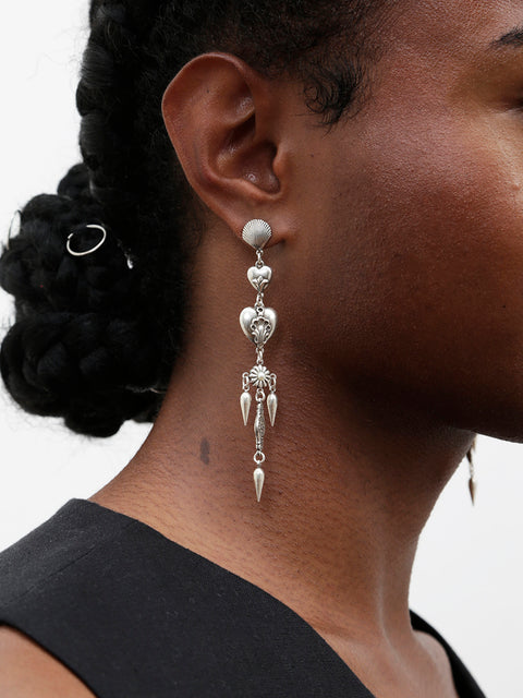 antique gothic charms set of 3 long drop earrings