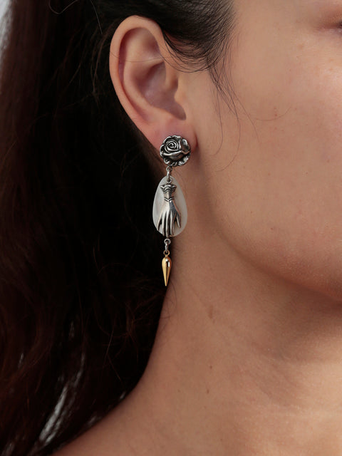 asymmetrical antique gothic drop earrings