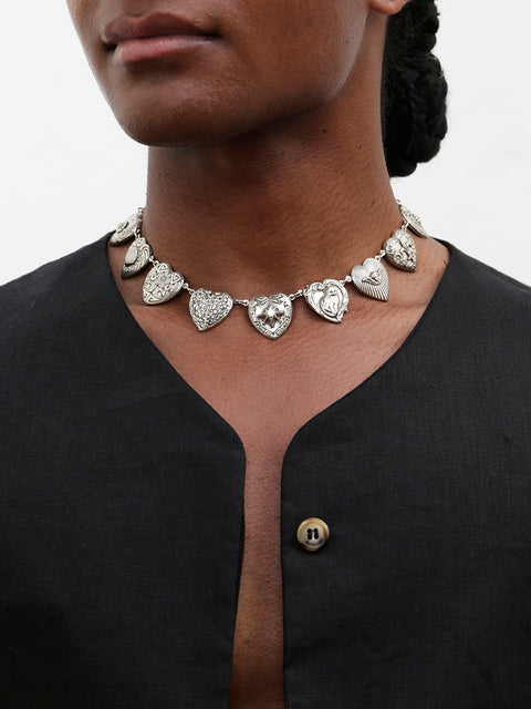 antique gothic hearts necklace