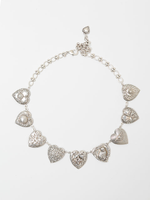 antique gothic hearts necklace