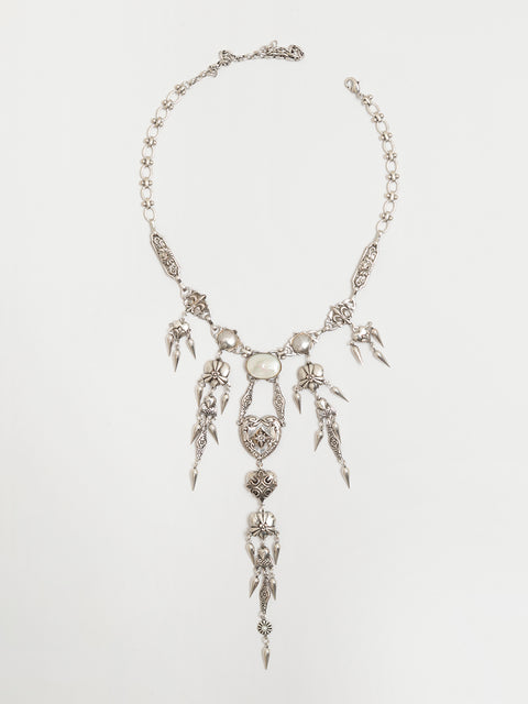 antique gothic multi charms long drop necklace