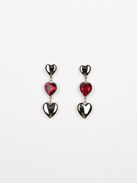 three hearts drop earrings