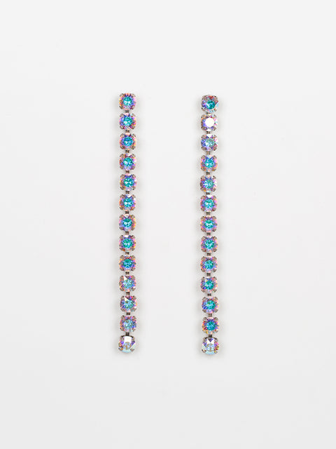 iridescent crystal line drop earrings