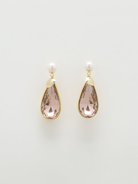 RS.10.CT.E.013 | FRESH WATER PEARL AND ROSE TEAR DROP EARRINGS