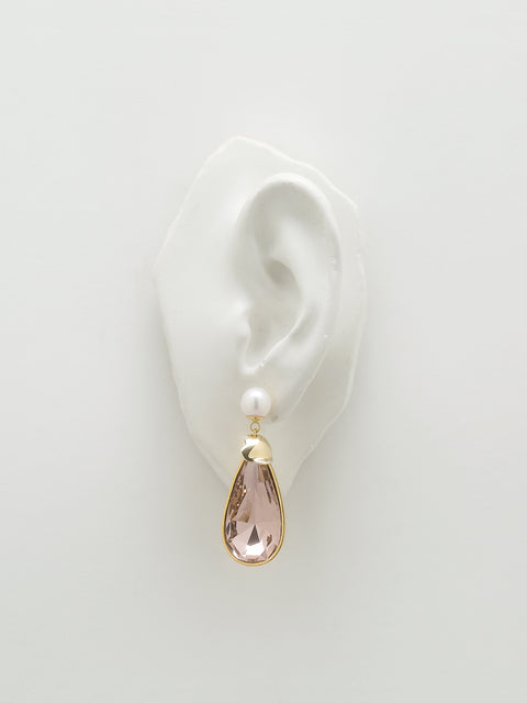 RS.10.CT.E.013 | FRESH WATER PEARL AND ROSE TEAR DROP EARRINGS