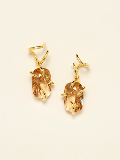 irregular set crystal drop claw earrings
