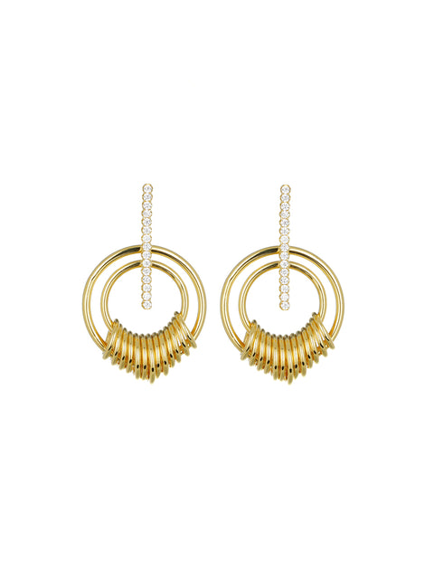 multi ring drop circle earrings